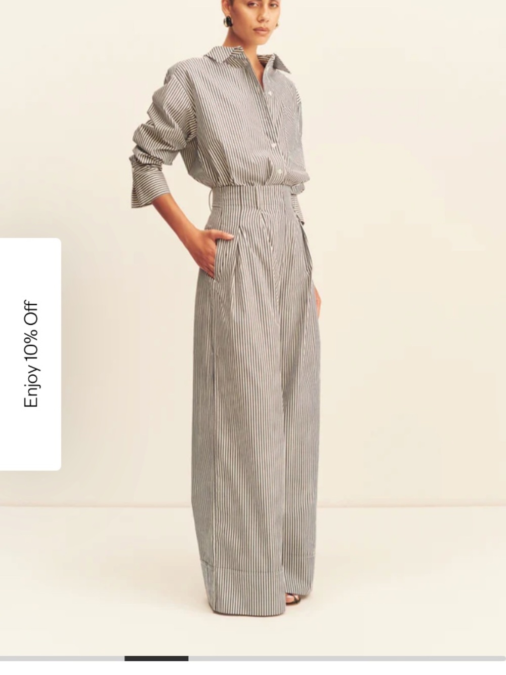 NWT Shona Joy Striped High Waisted Wide Leg Cotton Pants -- Size 4